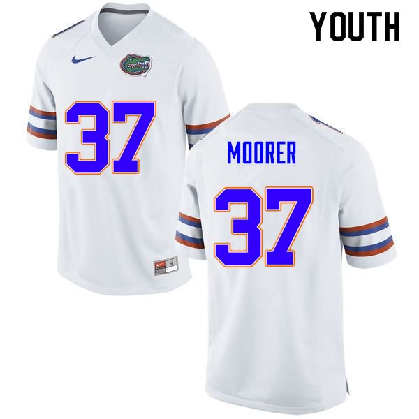 NCAA Florida Gators Patrick Moorer Youth #37 Nike White Stitched Authentic College Football Jersey PWZ6364XU